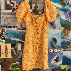Billabong X Wrangler floral yellow and orange summer dress
